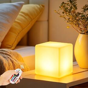 4-inch LED Rechargeable Cube Light,IP44 Waterproof,RGB Light | Remote Control,RGB Color Changing,USB charging, Outdoor Light Up Cubes, Suitable for patio, garden and party in Kuwait