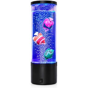 Mini Bubble Fish Lamp, Jellyfish Lamp with Color Changing LED Lights,Mood Lamp for Bedroom, Gaming Room & Office Desk, Relaxing Ambient Night Light with Artificial Tropical Fish for Home Decor in Saudi Arabia