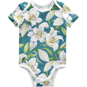 Watercolor Lilies Baby Short Sleeve Bodysuits Newborn Infant Clothes in Kuwait