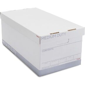 STAPLES Storage & Filing Box, Medium-Duty with Handles & Removeable Lid, Letter Size Documents, Stackable, 12-Pack, White/Gray in Kuwait
