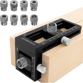 Upgraded 2-in-1 Drill Guide Positioning Clamp, Self Centering Drill Clamp, Graduated Metal Woodworking Tool with 8 Drill Bushings 3-10mm, Vertical Multi Angle Drill Jig for Straight Holes in Kuwait