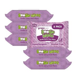 Boogie Wipes - Gentle Saline Nose Wipes Grape Scent - 180 Count | Hypoallergenic & Alcohol-Free, Allergy Relief, Made with Natural Saline, Aloe, Chamomile & Vitamin E, Diaper Bag Essential in Kuwait