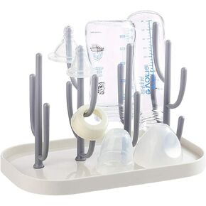 Baby Bottle Drying Rack with Base, Creative Tree Branch Baby Bottle Dryer Holder for Bottles, Teats, Cups, Pump Parts and Accessories (Gray) in Saudi Arabia