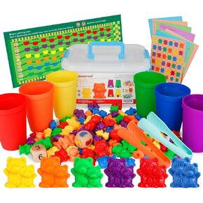 NEOROD Ice Cream Counting Toys, Montessori Color Sorting Stacker for 3-5 | Math game with 6 cones, 42 scoops & storage container. Fine motor, number matching, sensory play. Safe squeezable rubber. in Kuwait
