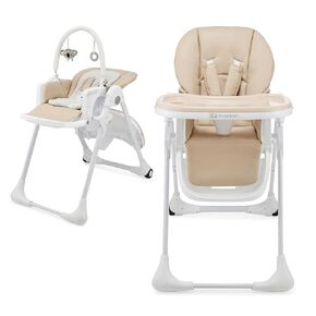 Kinderkraft Tummie, 2-in-1 high Chair, Baby Chair, Ergonomic, Comfortable, Reclining, Foldable, with Ajustable Height, Footrest, Detachable Tray, for Toddler, with Toys, Gray in Saudi Arabia