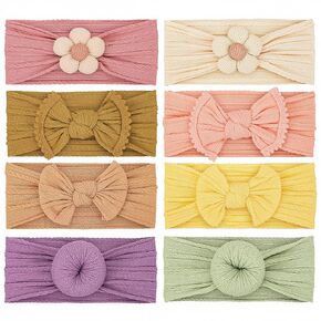 Baby Girls Headbands with Bows Soft Elastics Head Wrap Hair Accessories for Newborn Infant Toddler Kids in Kuwait