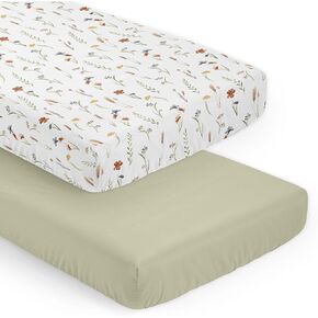 Sweet Jojo Designs Fitted Baby Crib Sheets (Multicolor Boho Floral) for Girls, Infant Nursery, Toddler Room - Standard Size (Sage, Flower Garden, Bohemian, Farmhouse, Wildflower, Vintage, Shabby Chic) in Kuwait