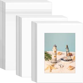 VOKOY 15 Set 11x14 White Picture Mats with Backing Boards and Bags for 8x10 Pictures, Frame Mattes Display Photo Paper Mat with Core Bevel Cut Clear Plastic Sleeves for Photos Paintings Prints in Kuwait