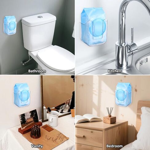 Wipes Dispenser Flushable Wipes Holder for Bathroom Wipe Container Clear Wipe Dispenser Wall-Mounted Tissue Box Wipes Holder for Bathroom Bedroom Kitchen in Kuwait
