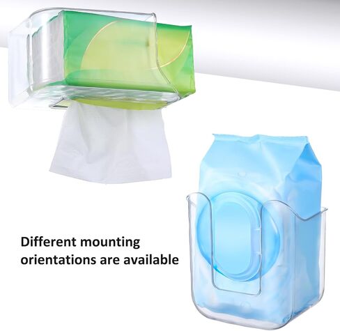 Wipes Dispenser Flushable Wipes Holder for Bathroom Wipe Container Clear Wipe Dispenser Wall-Mounted Tissue Box Wipes Holder for Bathroom Bedroom Kitchen in Kuwait