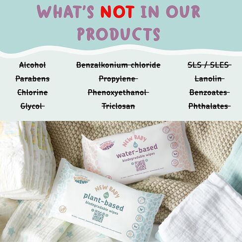 Kinder by Nature Plant Based Baby Wipes - 100% Biodegradable & Compostable, 672 Count (12 Packs of 56) - 99% Plant-Based Ingredients, Plastic-Free Wipes in Kuwait