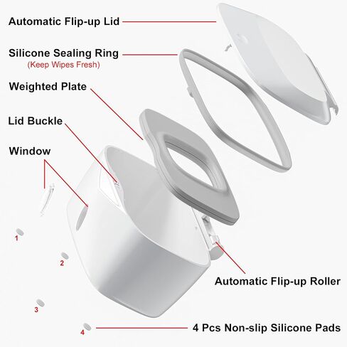 Wipes Dispenser with Weighted Plate, X2 PRO, Seposeve Perfect Pull Baby Wipe Holder, Refillable Wipe Container, Keeps Wipes Fresh, One-Handed Operation. Non-Slip, Easy Open/Close Wipes Case, Grey in Kuwait