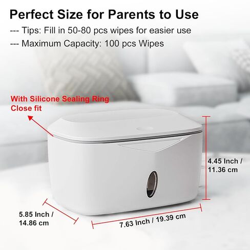 Wipes Dispenser with Weighted Plate, X2 PRO, Seposeve Perfect Pull Baby Wipe Holder, Refillable Wipe Container, Keeps Wipes Fresh, One-Handed Operation. Non-Slip, Easy Open/Close Wipes Case, Grey in Kuwait