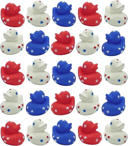 4E's Novelty Patriotic Rubber Ducks (24 Pack) Bulk 2" - 4th of July Party Favors, Patriotic Party Supplies Gifts toys for Kids Adults Fourth of July, Jeep Ducking in Kuwait
