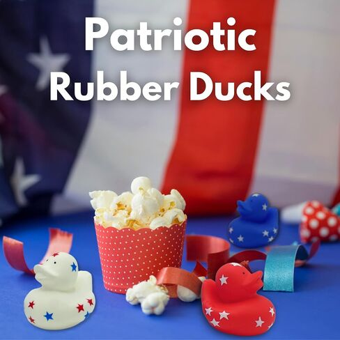 4E's Novelty Patriotic Rubber Ducks (24 Pack) Bulk 2" - 4th of July Party Favors, Patriotic Party Supplies Gifts toys for Kids Adults Fourth of July, Jeep Ducking in Kuwait