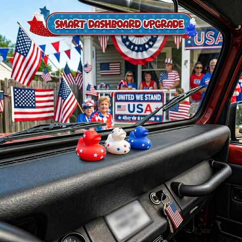 4E's Novelty Patriotic Rubber Ducks (24 Pack) Bulk 2" - 4th of July Party Favors, Patriotic Party Supplies Gifts toys for Kids Adults Fourth of July, Jeep Ducking in Kuwait