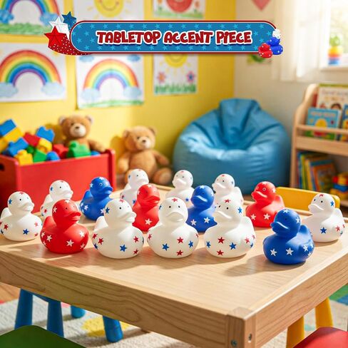 4E's Novelty Patriotic Rubber Ducks (24 Pack) Bulk 2" - 4th of July Party Favors, Patriotic Party Supplies Gifts toys for Kids Adults Fourth of July, Jeep Ducking in Kuwait