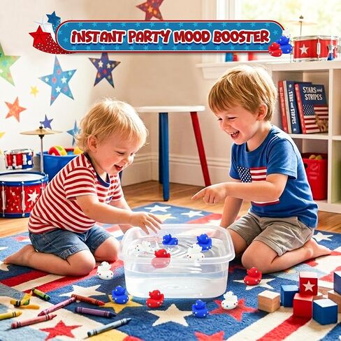 4E's Novelty Patriotic Rubber Ducks (24 Pack) Bulk 2" - 4th of July Party Favors, Patriotic Party Supplies Gifts toys for Kids Adults Fourth of July, Jeep Ducking in Kuwait