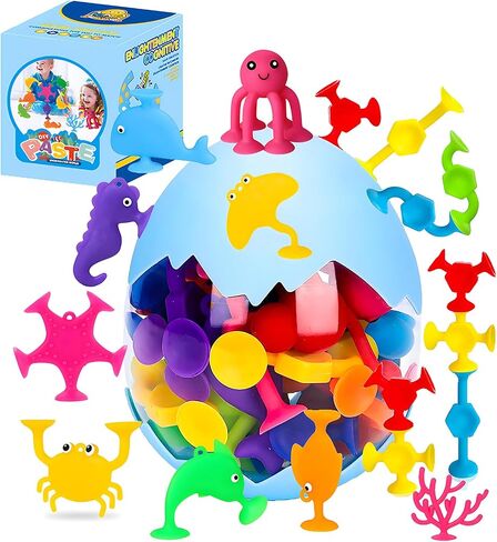 HYSZXUS Bath Toys - 27 PCS Suction Cup Toys Bathtub Toy Shower Toy for Kids Ages 4-8,Sensory Toys for 3 4 5 6 7 Year Old Boys Girls,Mold Free Bath Toy Travel Toy in Kuwait