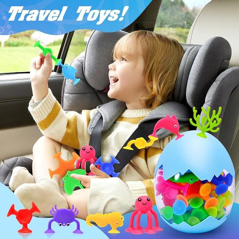 HYSZXUS Bath Toys - 27 PCS Suction Cup Toys Bathtub Toy Shower Toy for Kids Ages 4-8,Sensory Toys for 3 4 5 6 7 Year Old Boys Girls,Mold Free Bath Toy Travel Toy in Kuwait