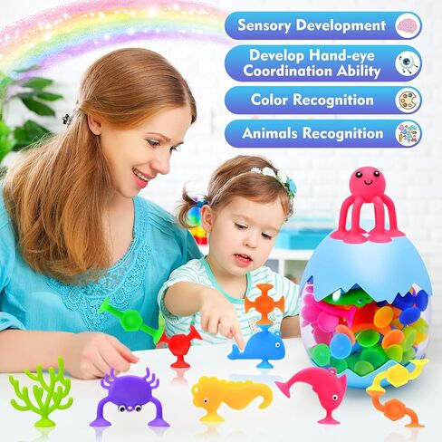 HYSZXUS Bath Toys - 27 PCS Suction Cup Toys Bathtub Toy Shower Toy for Kids Ages 4-8,Sensory Toys for 3 4 5 6 7 Year Old Boys Girls,Mold Free Bath Toy Travel Toy in Kuwait
