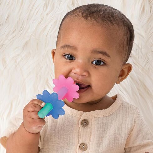 Itzy Ritzy Teensy Tube Teether – Textured Hollow Baby Teething Tube that Reaches Front Teeth & Back Molars, Made of Soft Silicone (Pink Rainbow) in Kuwait