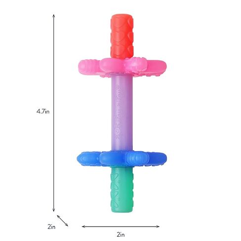 Itzy Ritzy Teensy Tube Teether – Textured Hollow Baby Teething Tube that Reaches Front Teeth & Back Molars, Made of Soft Silicone (Pink Rainbow) in Kuwait