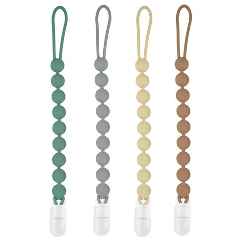 MINMUNJIU Silicone Pacifier Clip Holder, 4 Pack One Piece Soft Flexible Binky Clips Pacifier Holder Clip for Girls, Baby Girl Newborn Essentials in Kuwait