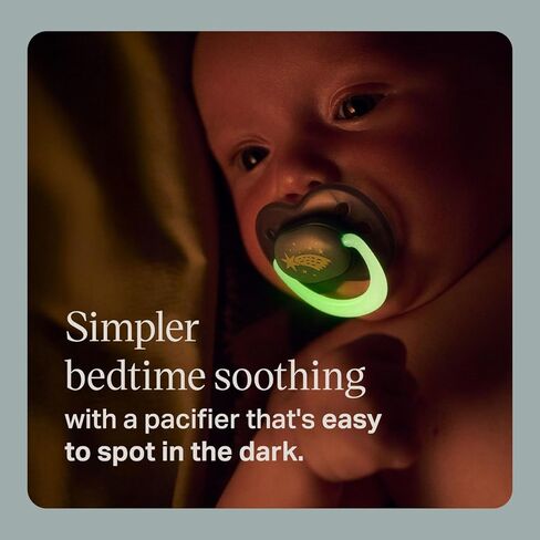 Tommee Tippee Night Time Pacifier, Glow in the Dark, 0-6m, Pack of 4 | Symmetrical Silicone Baglet, BPA-Free Binkies, Twilight Tones in Kuwait