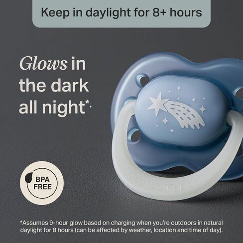 Tommee Tippee Night Time Pacifier, Glow in the Dark, 0-6m, Pack of 4 | Symmetrical Silicone Baglet, BPA-Free Binkies, Twilight Tones in Kuwait