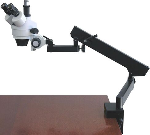 AmScope SM-6TX Professional Trinocular Stereo Zoom Microscope, WH10x Eyepieces, 3.5X-45X Magnification, 0.7X-4.5X Zoom Objective, Ambient Lighting, Clamping Articulating Arm Stand, Includes 0.5X Barlow Lens in Kuwait