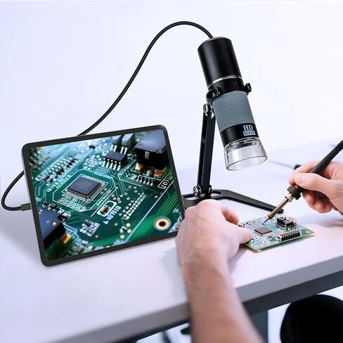 Full HD 1080P USB Digital Microscope Camera for iPhone iPad Android PC, 50-1000X High Definition Portable Handheld Microscope with Light for Coin Plants Trichome Soldering Skin Scalp | 50-1000X High Definition Portable Handheld Microscope with Light for C in Kuwait