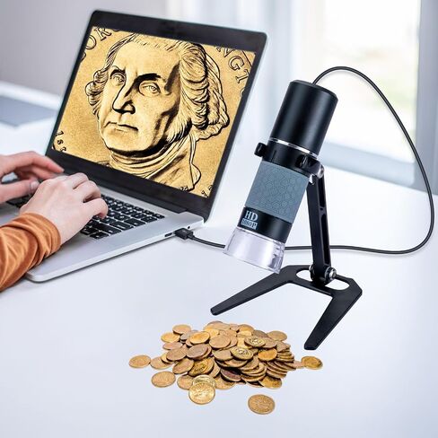 Full HD 1080P USB Digital Microscope Camera for iPhone iPad Android PC, 50-1000X High Definition Portable Handheld Microscope with Light for Coin Plants Trichome Soldering Skin Scalp | 50-1000X High Definition Portable Handheld Microscope with Light for C in Kuwait