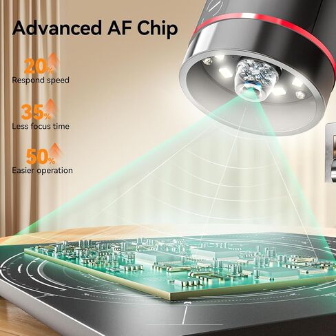 Elikliv Autofocus Digital Microscope EM3K-AF Max: 3K Coin Microscopes with 10.1" IPS Screen, HDMI Soldering Microscope for Electronics Repair, Watchmaking Magnifier, HDMI/USB Output, 10" Stand, 16GB in Kuwait