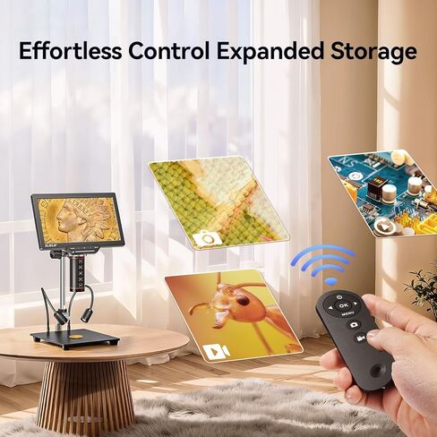 Elikliv Autofocus Digital Microscope EM3K-AF Max: 3K Coin Microscopes with 10.1" IPS Screen, HDMI Soldering Microscope for Electronics Repair, Watchmaking Magnifier, HDMI/USB Output, 10" Stand, 16GB in Kuwait
