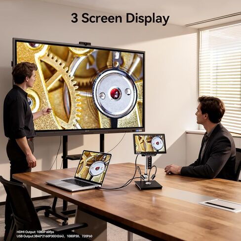 Elikliv Autofocus Digital Microscope EM3K-AF Max: 3K Coin Microscopes with 10.1" IPS Screen, HDMI Soldering Microscope for Electronics Repair, Watchmaking Magnifier, HDMI/USB Output, 10" Stand, 16GB in Kuwait