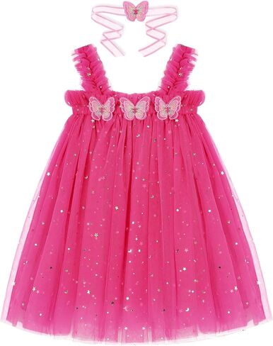 YALLET Toddler Girls Tulle Tutu Flower Girl Dress with Embroidery 6M-4T | Mesh: Nylon,Lining: Cotton,Layered Tulle, Full Lining, Pull On, 3D Butterfly Decoration,Ribbon,Strap in Saudi Arabia