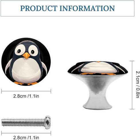 Cute Penguinm Metal Drawer Handle Drawer Accessory Made of Stainless Steel Two Assembly Screws Suitable for Kitchen Bedroom and Bathroom Cabinets in Kuwait