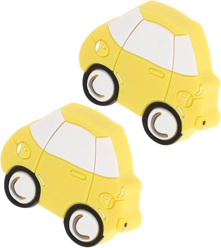 Toyvian 2pcs Cartoon Car Dresser Knobs for Room Drawer Pulls, Soft Plastic Yellow Car Handles, Friendly Cabinet Hardware for Nursery Closet Doors in Kuwait