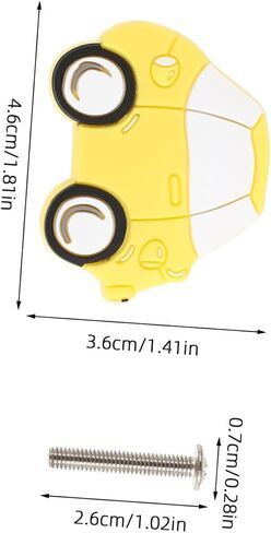 Toyvian 2pcs Cartoon Car Dresser Knobs for Room Drawer Pulls, Soft Plastic Yellow Car Handles, Friendly Cabinet Hardware for Nursery Closet Doors in Kuwait
