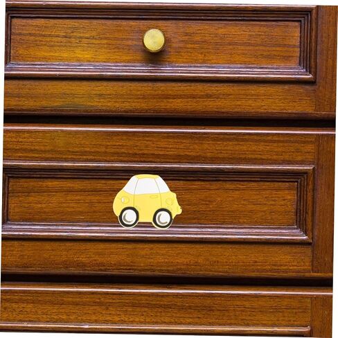 Toyvian 2pcs Cartoon Car Dresser Knobs for Room Drawer Pulls, Soft Plastic Yellow Car Handles, Friendly Cabinet Hardware for Nursery Closet Doors in Kuwait