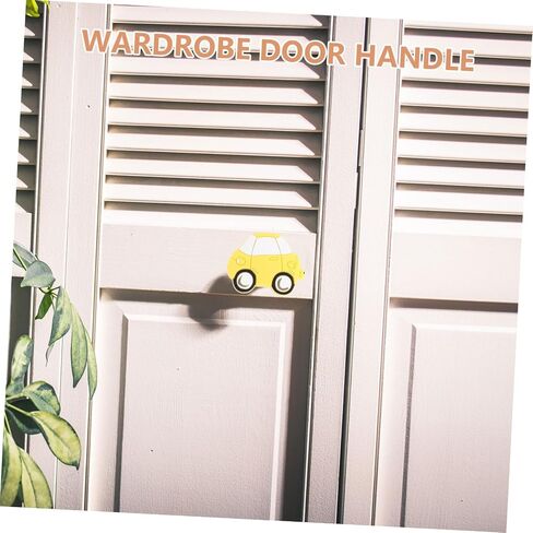 Toyvian 2pcs Cartoon Car Dresser Knobs for Room Drawer Pulls, Soft Plastic Yellow Car Handles, Friendly Cabinet Hardware for Nursery Closet Doors in Kuwait