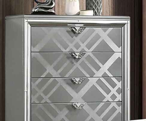 Style 1pc Chest Acrylic Legs Embossed Art Deco Diamond Faux Drawers Handles Silver in Kuwait