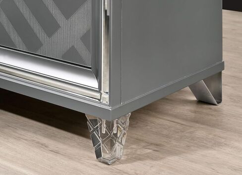 Style 1pc Chest Acrylic Legs Embossed Art Deco Diamond Faux Drawers Handles Silver in Kuwait