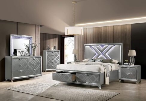 Style 1pc Chest Acrylic Legs Embossed Art Deco Diamond Faux Drawers Handles Silver in Kuwait