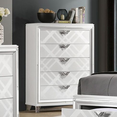 White Style 1pc Chest Acrylic Legs Embossed Art Deco Diamond Faux Drawers Handles in Kuwait