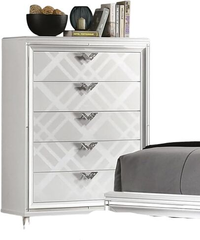 White Style 1pc Chest Acrylic Legs Embossed Art Deco Diamond Faux Drawers Handles in Kuwait