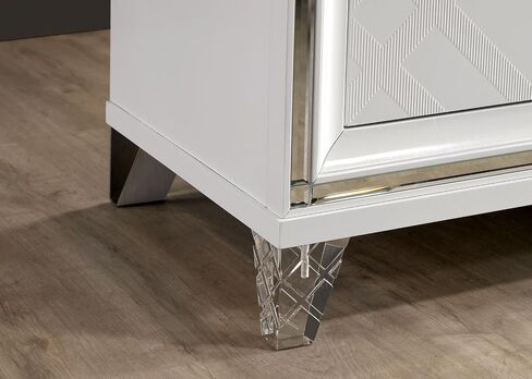 White Style 1pc Chest Acrylic Legs Embossed Art Deco Diamond Faux Drawers Handles in Kuwait