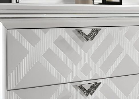 White Style 1pc Chest Acrylic Legs Embossed Art Deco Diamond Faux Drawers Handles in Kuwait
