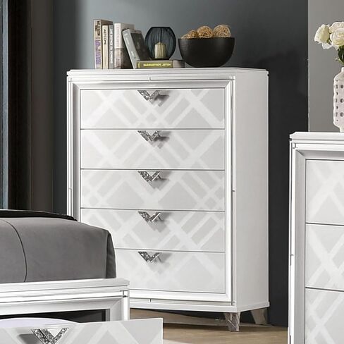 White Style 1pc Chest Acrylic Legs Embossed Art Deco Diamond Faux Drawers Handles in Kuwait